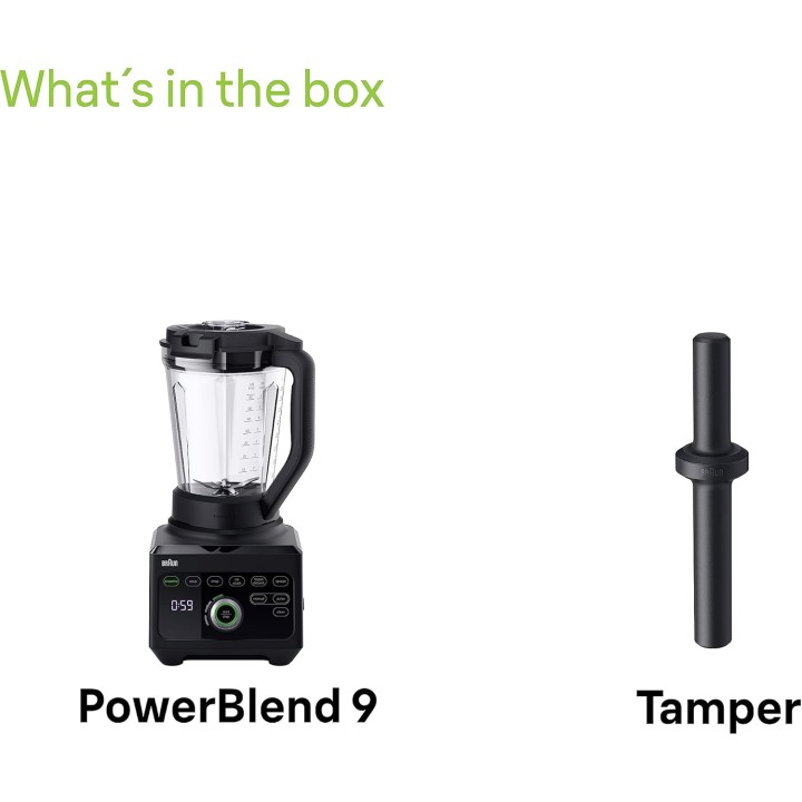 Blender Braun PowerBlend 9 JB9040BK - 1600W, bol Tritan 2L, 10 vitesses, Pulse, Tri-Action