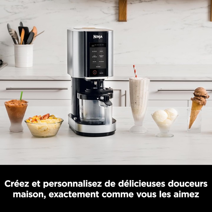 Machine à glace et sorbetière Ninja NC300EU - 7 programmes, 1,4L, 3 bacs, Noir