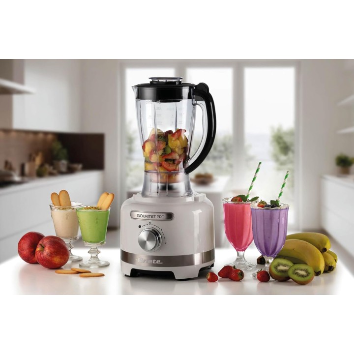 Robot de cuisine multifonction 3L avec blender 2L et accessoires inox - Blanc