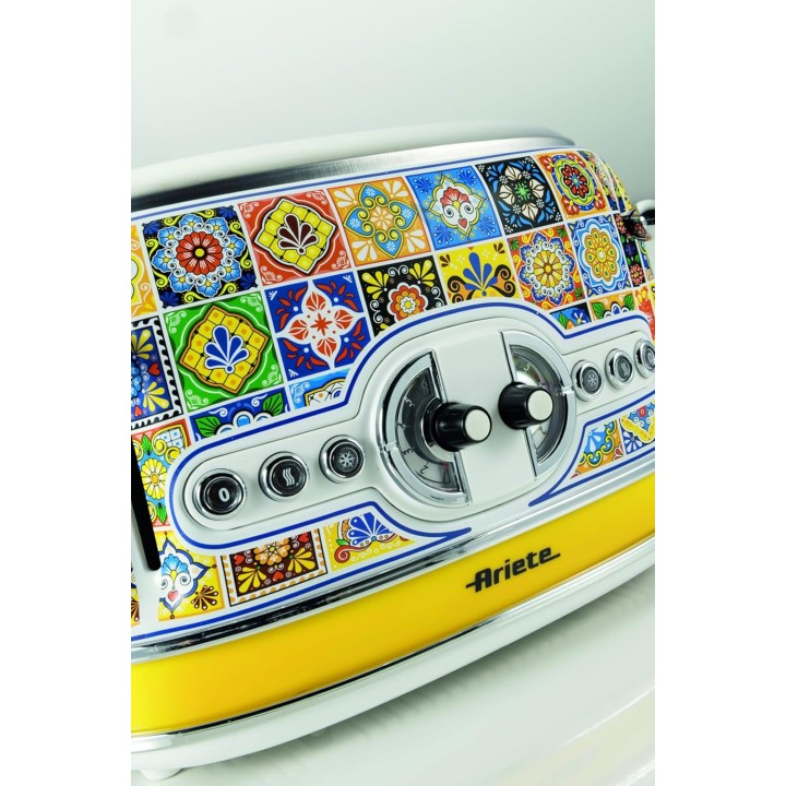 Grille-pain 4 fentes Ariete 156 Positano - Style méditerranéen, métal, éjection automatique