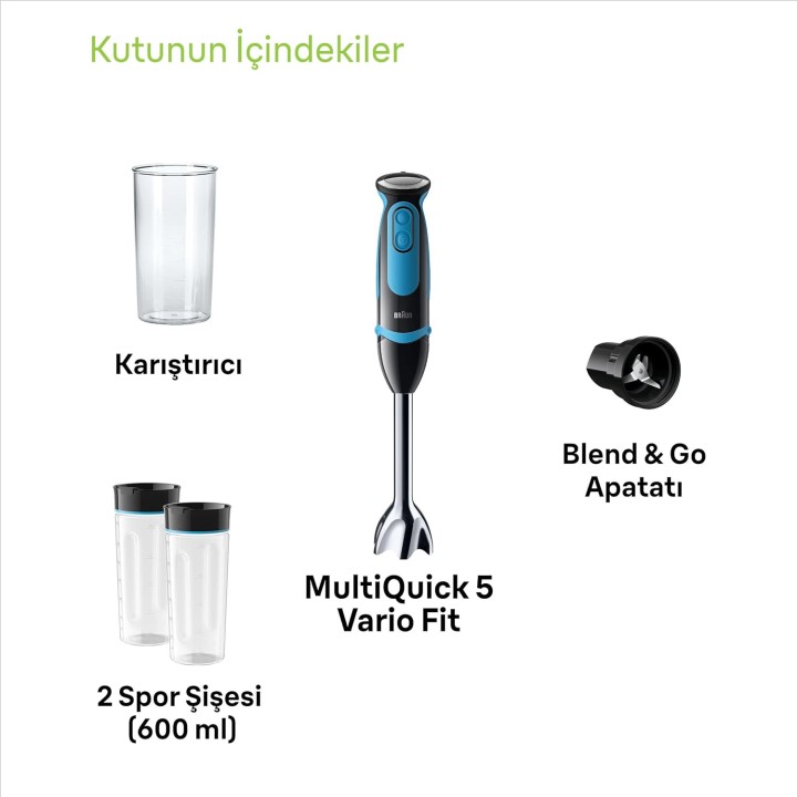 Mixeur plongeant Braun 1000 W - 21 vitesses, turbo, Powerbell Plus, accessoires