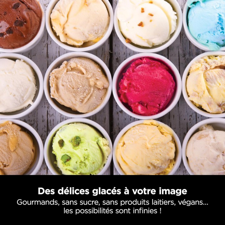 Machine à glace et sorbetière Ninja NC300EU - 7 programmes, 1,4L, 3 bacs, Noir
