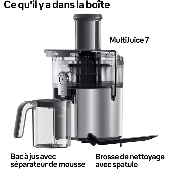 Centrifugeuse Braun MultiJuice 7 SJ7000 - Extraction à froid ColdXtract 1000W 2L sécurité
