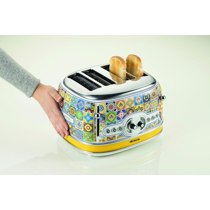 Grille-pain 4 fentes Ariete 156 Positano - Style méditerranéen, métal, éjection automatique