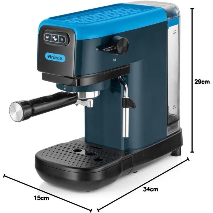 Machine à café expresso compacte Ariete 1399 - Bleu - 15 bars - Cappuccino - Dosettes ESE