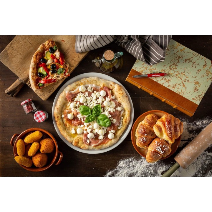 Four à pizza Ariete 909 - 400°C, 5 niveaux, pierre réfractaire, rouge