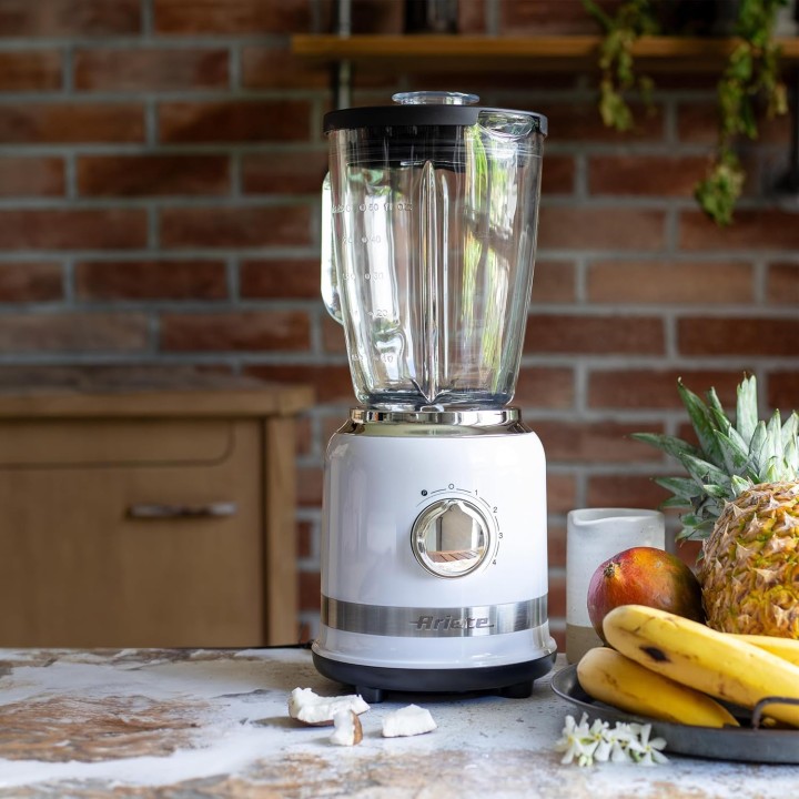 Blender Ariete 585 blanc - 1000 W, bol en verre 1,5 L, Pulse, broyeur à glace