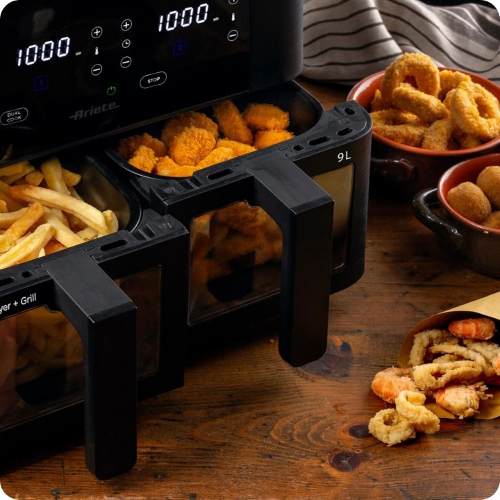 Friteuse à air double panier 9L - 11 programmes - Ariete 4631 - Noir