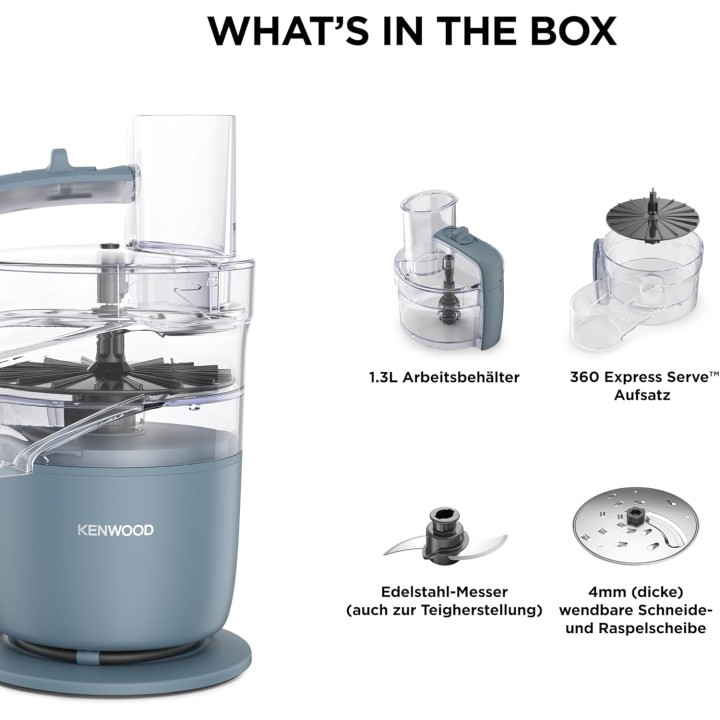 Robot multifonction compact Kenwood MultiPro Go - 1,3 L, 650 W, Express Serve, Gris