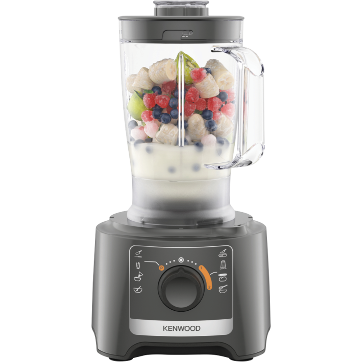 Robot multifonction compact avec blender Kenwood 800W - Gris - 2.1L - Accessoires inclus