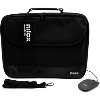 Sacoche PC portable 15,6 pouces avec souris USB - intérieur renforcé noir