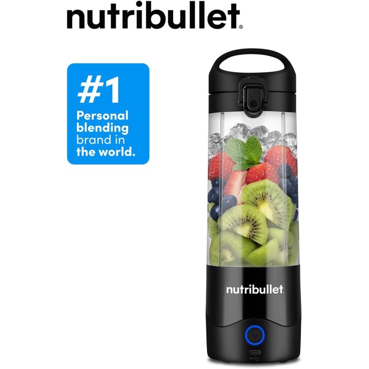 Blender portable NutriBullet noir – Sans fil, 475 ml, rechargeable USB-C, usage nomade