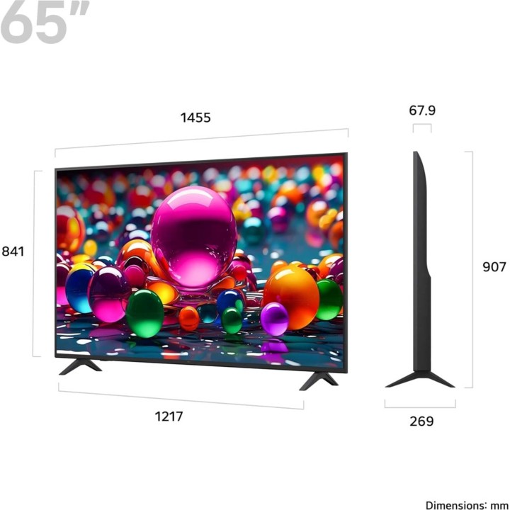 TV 4K Ultra HD 65 pouces LG - Smart TV webOS 25, AI α7 Gen8, HDR10, HDMI