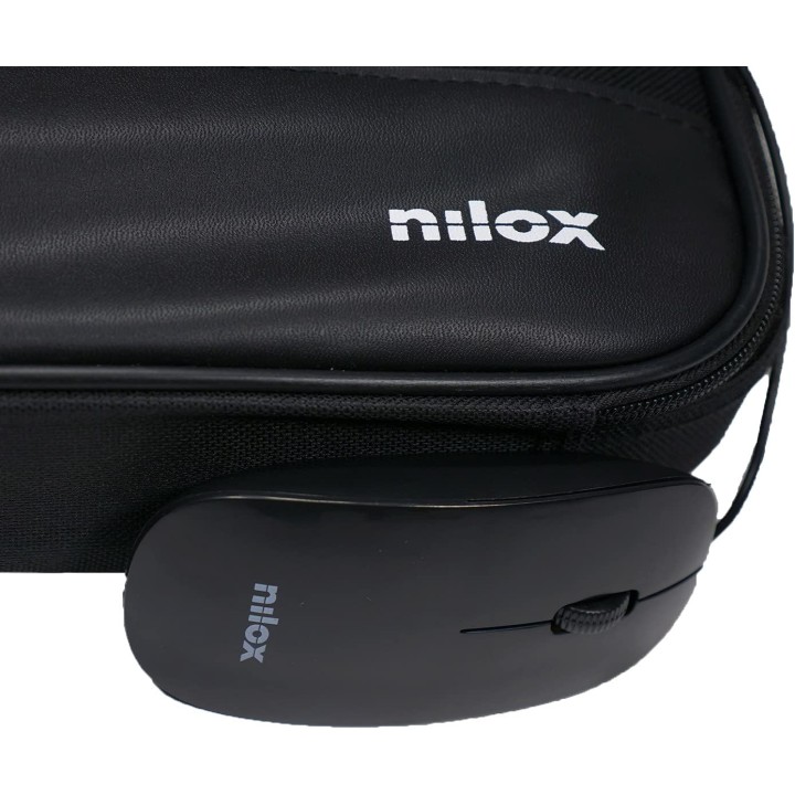 Sacoche PC portable 15,6 pouces avec souris USB - intérieur renforcé noir