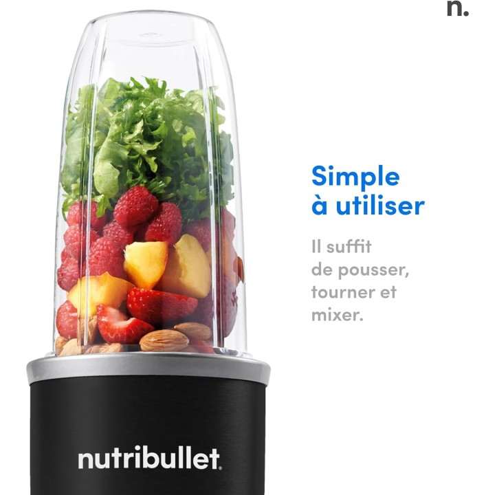 Blender NutriBullet Pro 900W - Compact, extraction nutriments, 700ml, noir