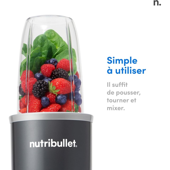 Blender NutriBullet Original 600W - Compact, extraction optimale, 700ml, gris foncé