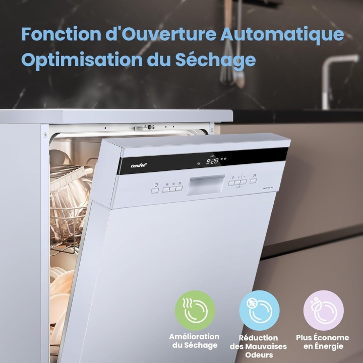 Lave-vaisselle pose libre 14 couverts silencieux 44 dB séchage automatique blanc