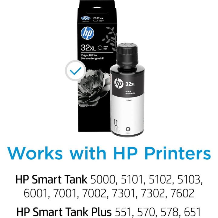 Bouteille d'encre noire rechargeable HP 32XL - 6000 pages - Smart Tank