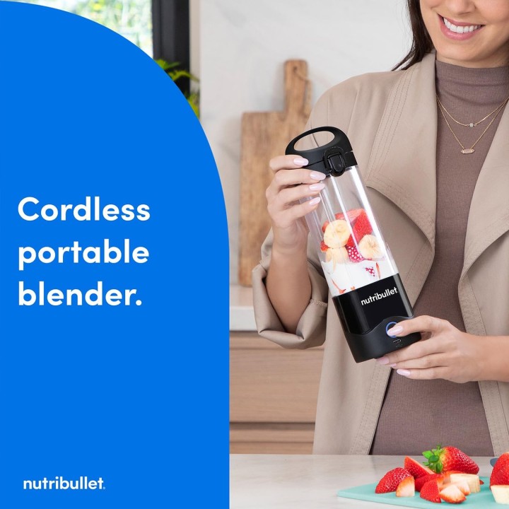 Blender portable NutriBullet noir – Sans fil, 475 ml, rechargeable USB-C, usage nomade