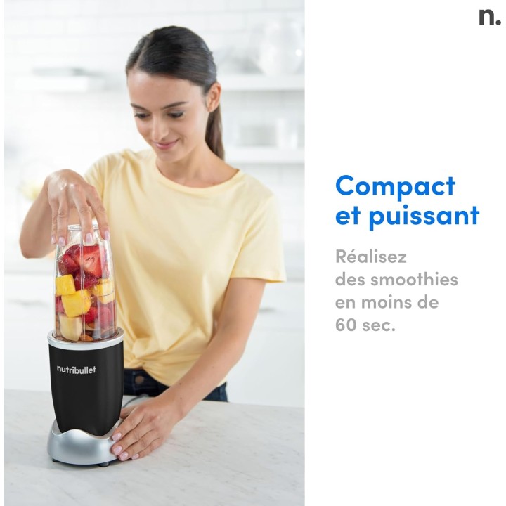 Blender NutriBullet Pro 900W - Compact, extraction nutriments, 700ml, noir