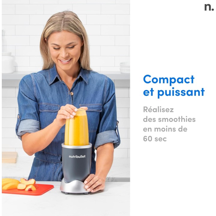 Blender NutriBullet Original 600W - Compact, extraction optimale, 700ml, gris foncé