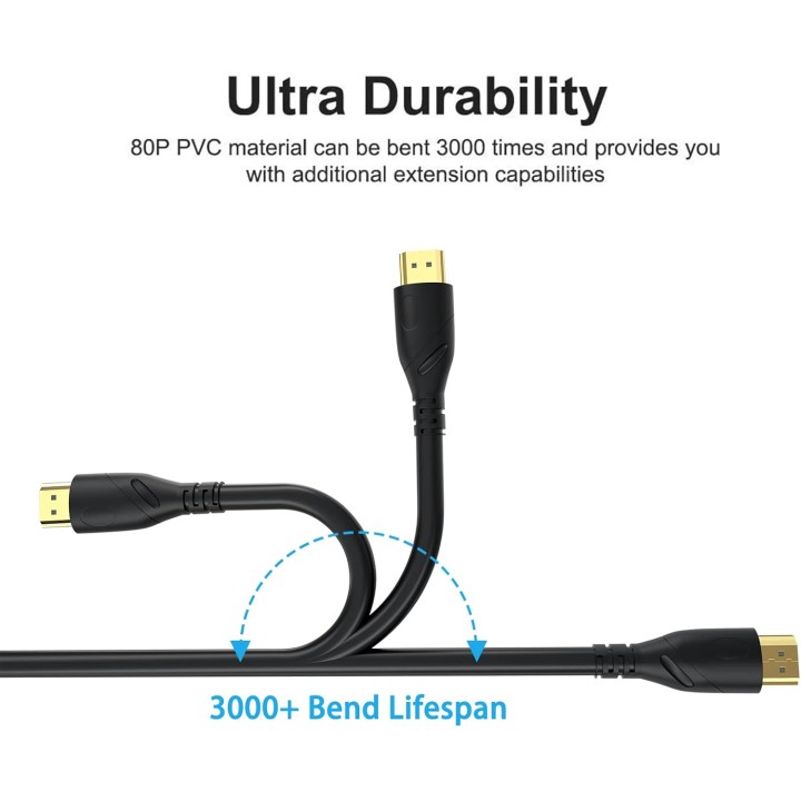 Câble HDMI 3m - HDMI 2.1 ultra haute vitesse 8K/4K - Connecteurs plaqués or