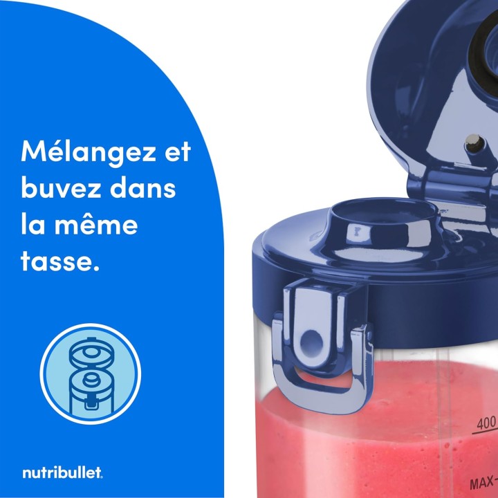 Blender portable NutriBullet 475 ml - Nomade, USB-C, lames inox, sans BPA