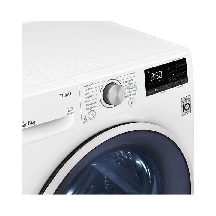 Sèche-linge frontal 8 kg pompe à chaleur A+++ Wi-Fi Smart LG - Allergy Care - Eco Hybrid