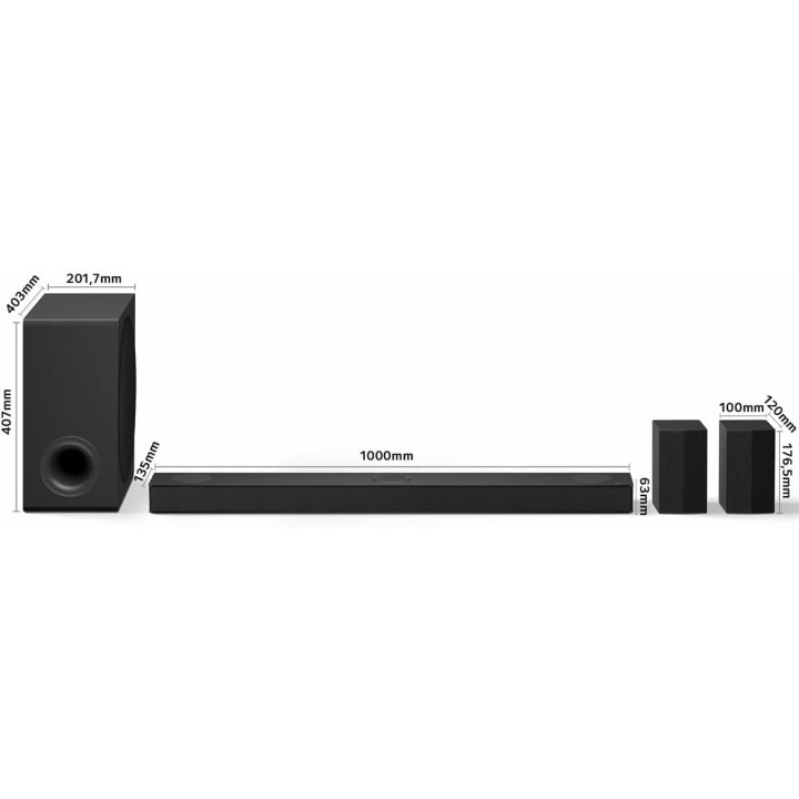 Barre de son LG S80TR - 5.1.3 canaux, Dolby Atmos, 580W, caisson sans fil, connectée