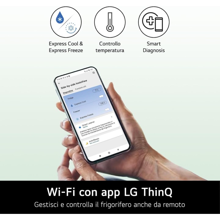 Réfrigérateur américain LG 635L - InstaView, No Frost, Distributeur eau/glace, Inox