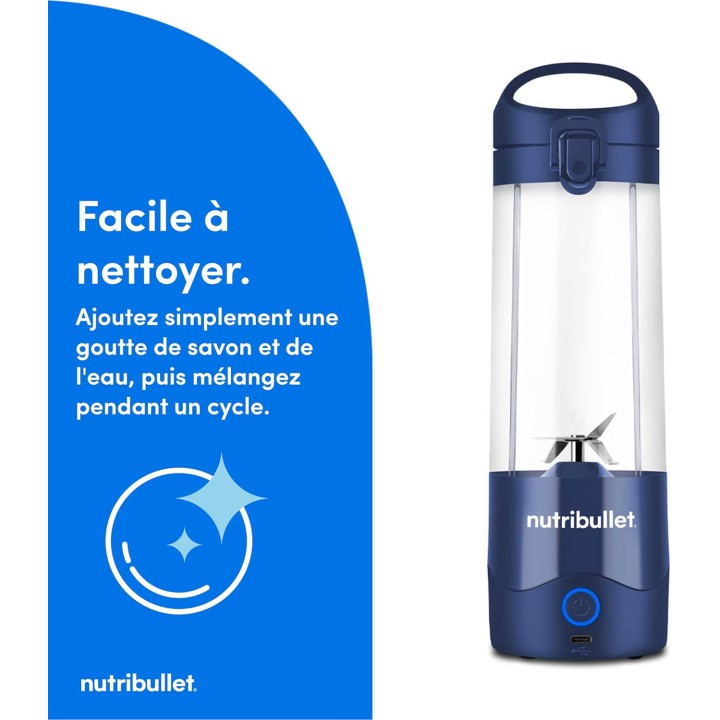 Blender portable NutriBullet 475 ml - Nomade, USB-C, lames inox, sans BPA