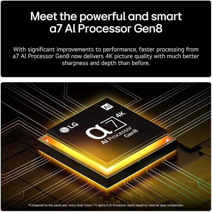 TV 4K Ultra HD 65 pouces LG - Smart TV webOS 25, AI α7 Gen8, HDR10, HDMI