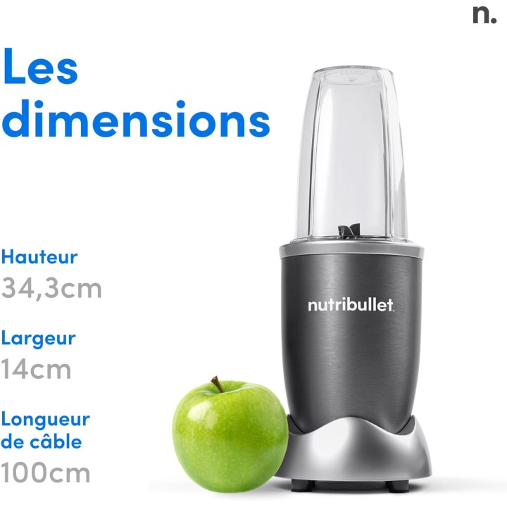 Blender NutriBullet Original 600W - Compact, extraction optimale, 700ml, gris foncé