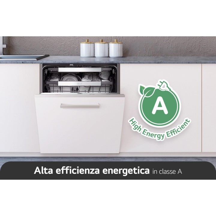 Lave-vaisselle encastrable 14 couverts QuadWash vapeur Wi-Fi acier Noble Steel LG