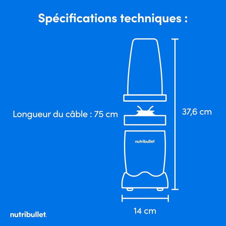 Blender personnel multifonction NutriBullet Pro 900W - 710ml - Beige compact