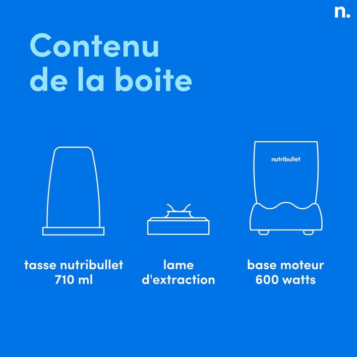 Blender NutriBullet Original 600W - Compact, extraction optimale, 700ml, gris foncé