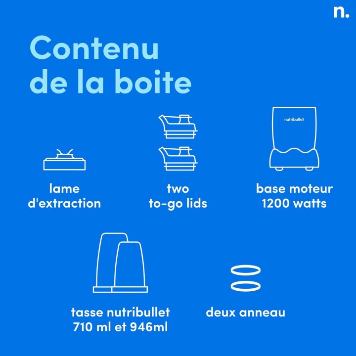 Blender électrique multifonction NutriBullet Pro 1200W - 700ml/900ml - Noir