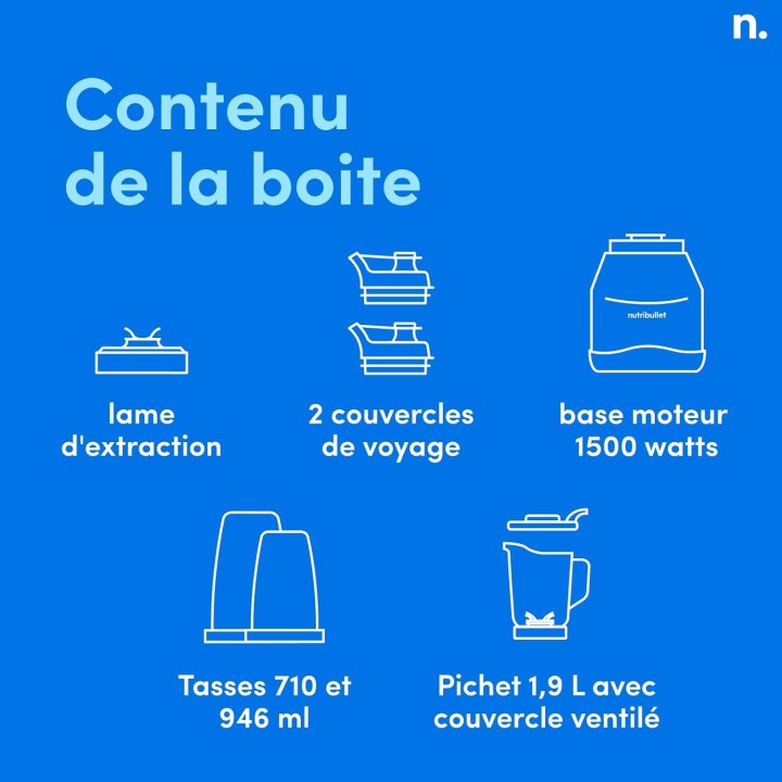 Blender multifonction 3 en 1 NutriBullet 1500W - Programmes intelligents - Noir