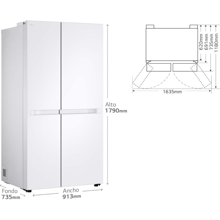 Réfrigérateur side by side LG 662 L - Linear Cooling No Frost - Blanc - Série 400