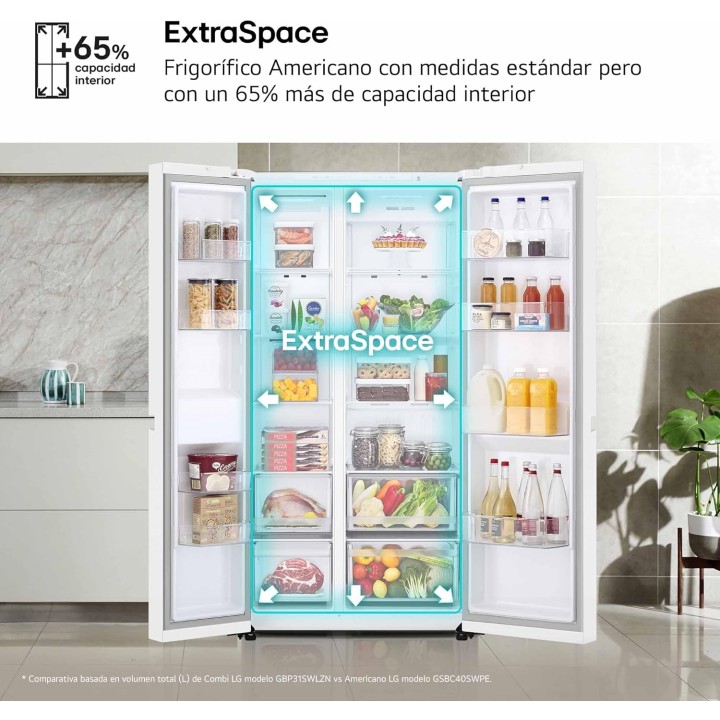 Réfrigérateur side by side LG 662 L - Linear Cooling No Frost - Blanc - Série 400