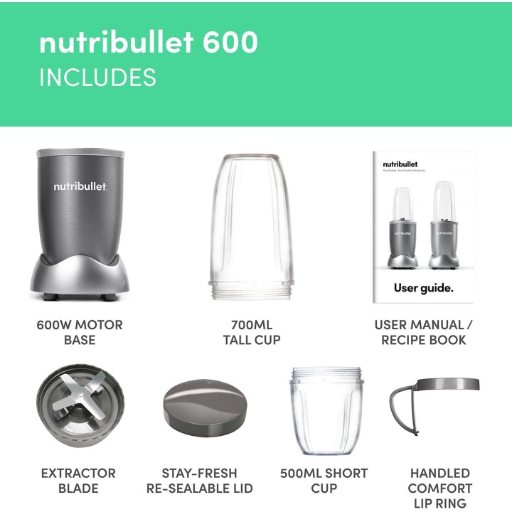 Blender personnel NutriBullet 600W - Extraction nutriments - 0,7L - Kit 7 pièces