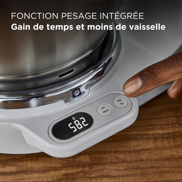 Robot pâtissier Kenwood Titanium Chef Baker - Balance intégrée, 2 bols, 1200W, argent