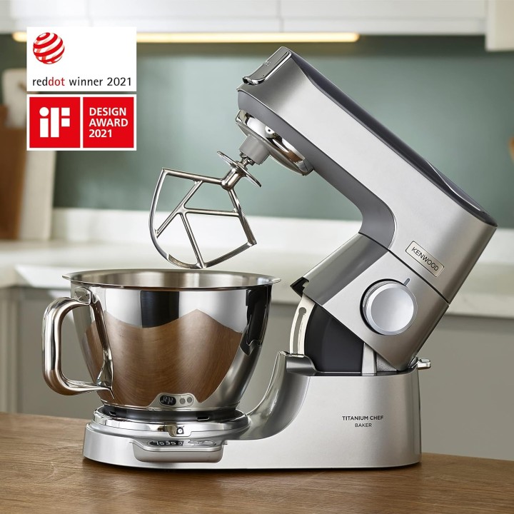 Robot pâtissier Kenwood Titanium Chef Baker - Balance intégrée, 2 bols, 1200W, argent