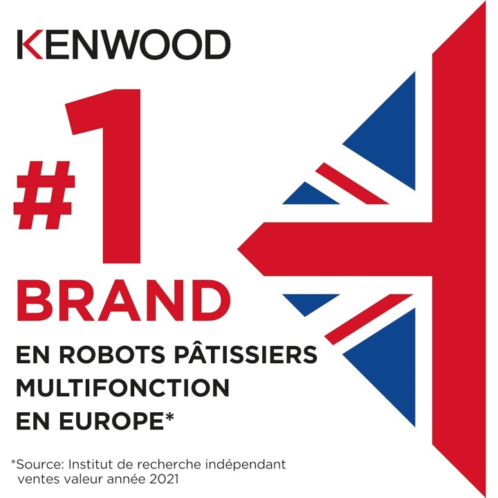 Robot pâtissier Kenwood Titanium Chef Baker - Balance intégrée, 2 bols, 1200W, argent