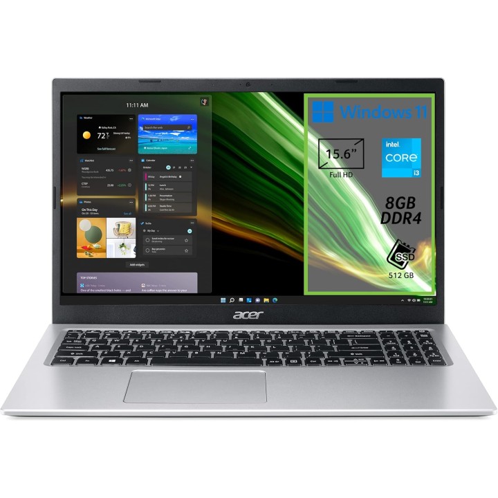PC portable ACER Aspire 3 15,6'' - Intel Core i3, 8 Go RAM, SSD 512 Go, argent