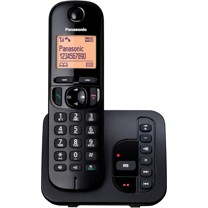 Téléphone sans fil DECT Panasonic avec répondeur, blocage d'appels et mains libres - Noir