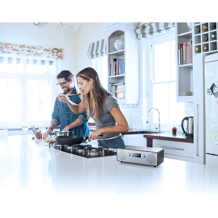 Radio stéréo DAB+/FM Bluetooth 10W Panasonic - Style rétro bois aluminium