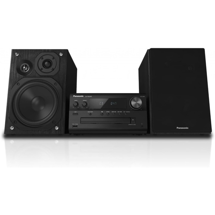 Micro-chaîne hi-fi Panasonic 120W – Audio haute résolution, Bluetooth, DAB+, Noir
