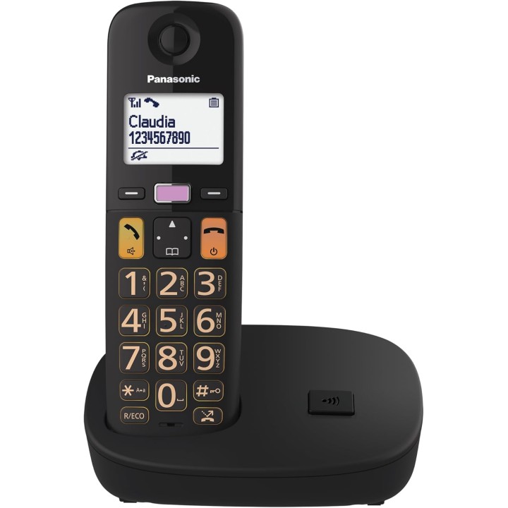 Téléphone sans fil Panasonic grandes touches volume amplifié compatible appareils auditifs noir