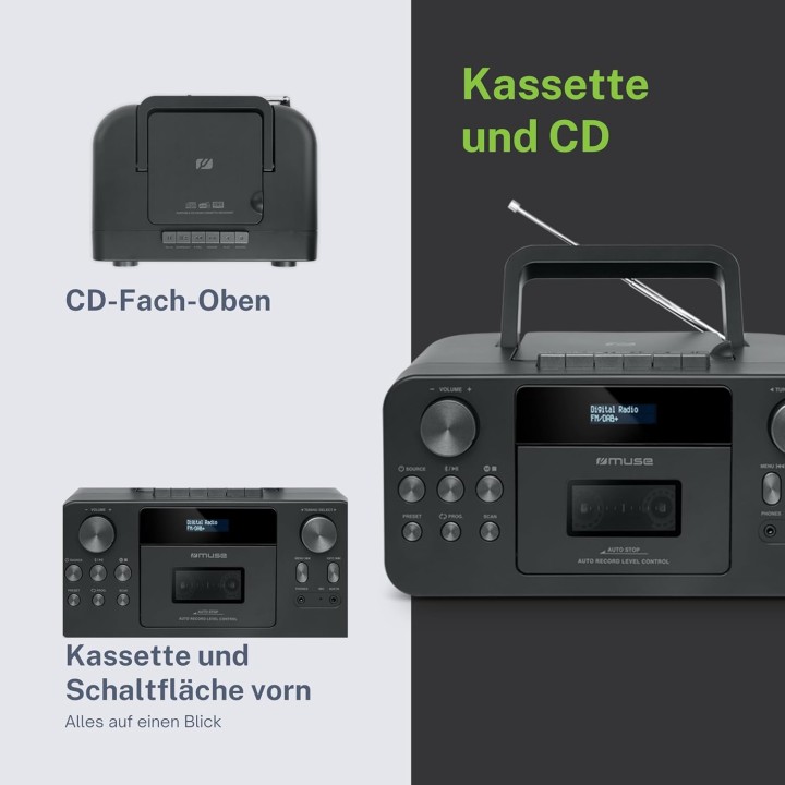 Radio cassette CD Bluetooth DAB+/FM Muse - Noir compact multifonction